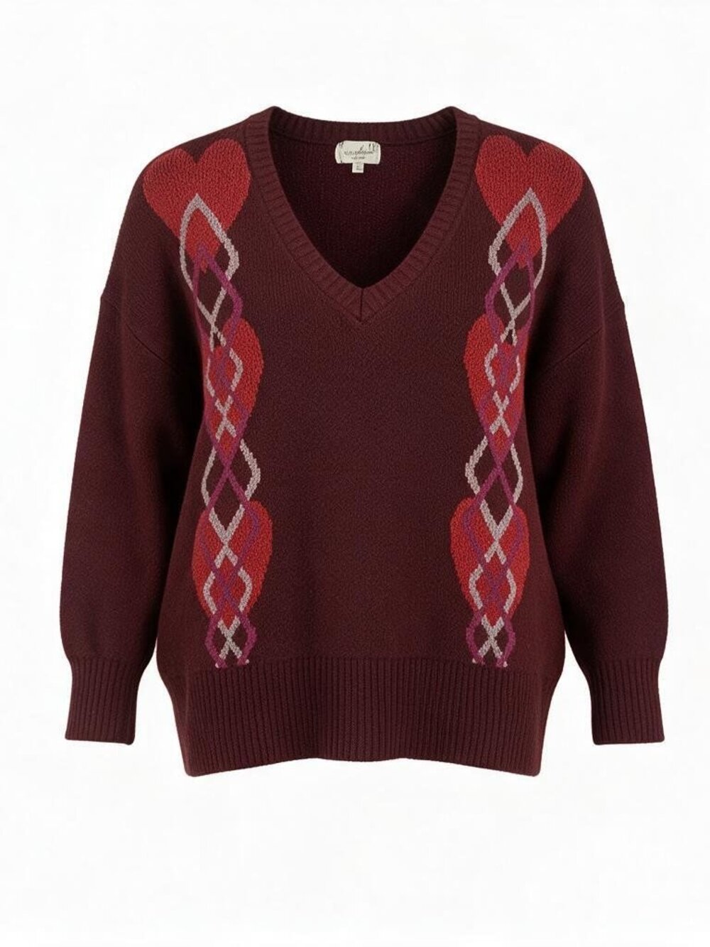 Pacsun Boxy Women’s Argyle Sweater Burgundy Size XL Oversized